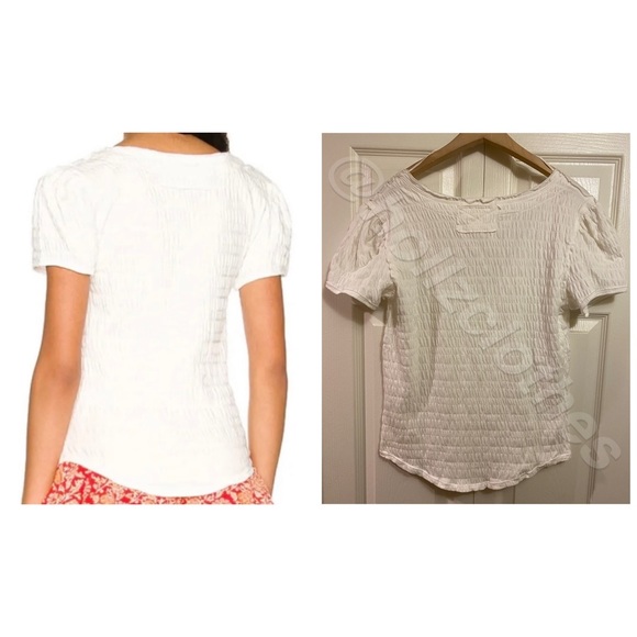 Free People Sugar Cube White Smocked Top - Picture 3 of 9